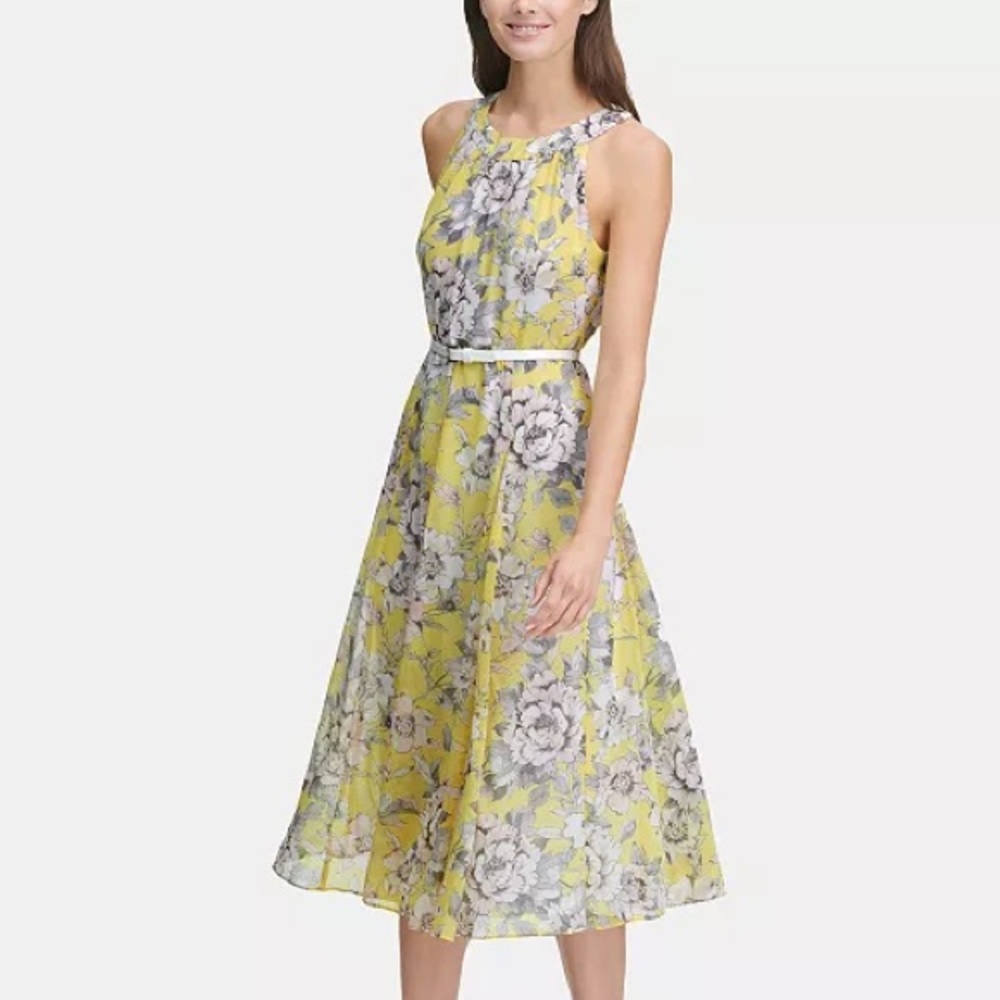 Tommy Hilfiger yellow floral print flowy dress